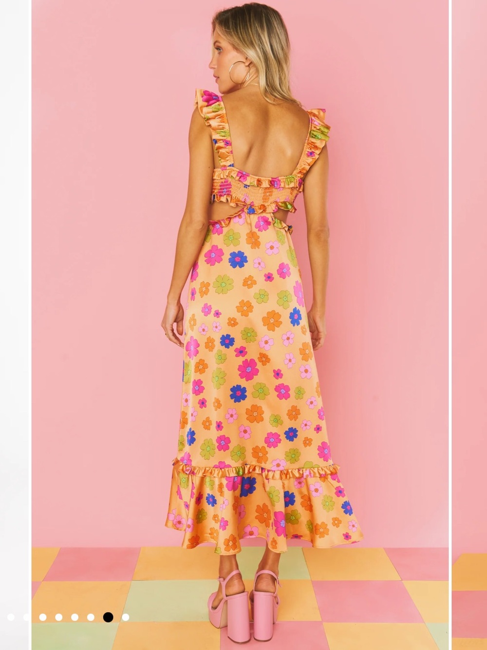 Show Me Your Mumu - Lane Midi Dress - Floral Orange Ruffle Midi - Picture 3 of 6